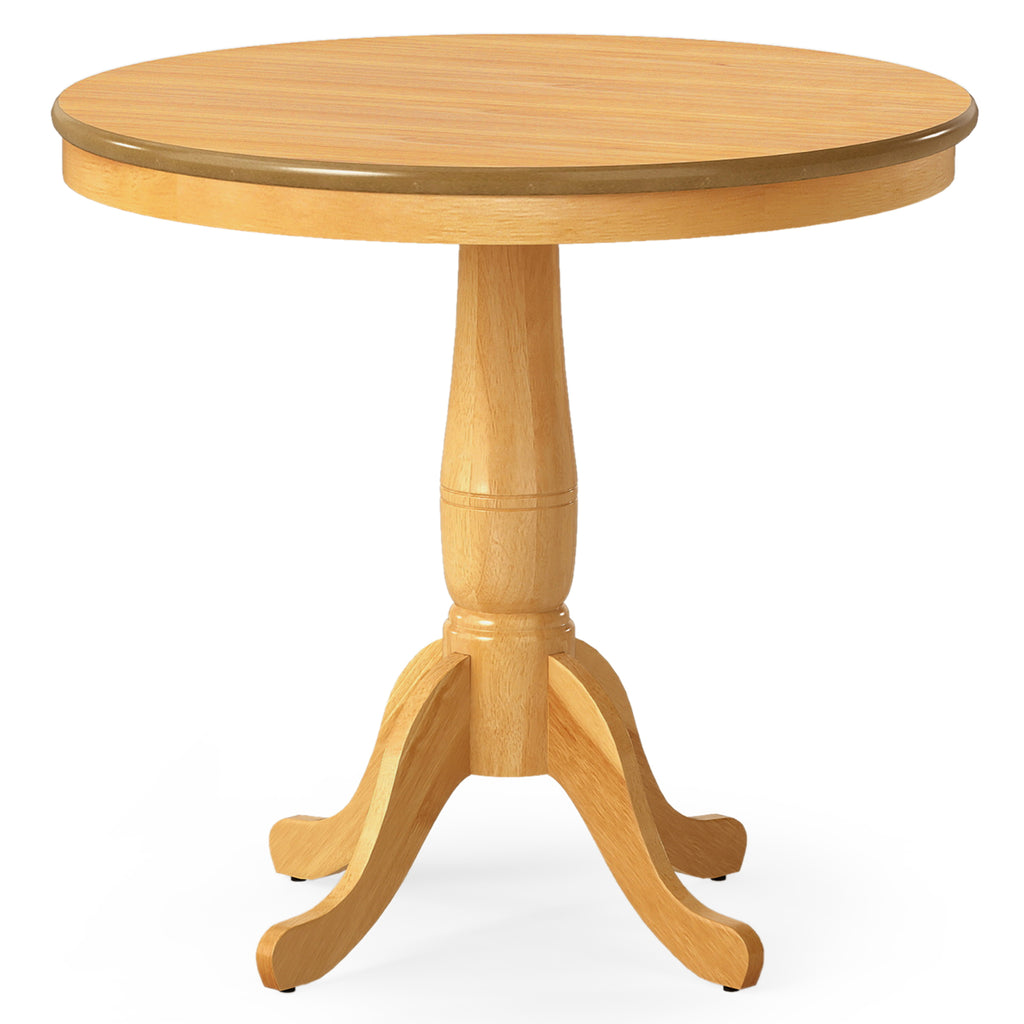 32 Inch Wooden Round Pub Pedestal Side Table - Natural