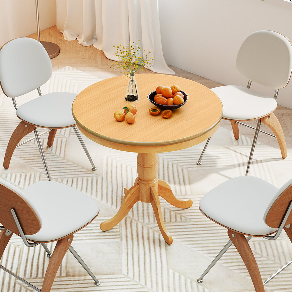 32 Inch Wooden Round Pub Pedestal Side Table - Natural