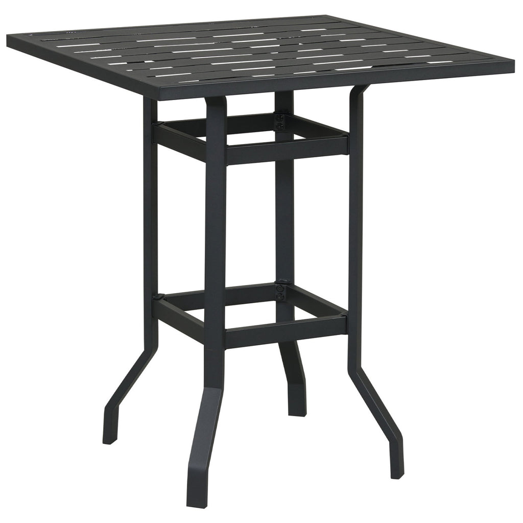 32 Inches Outdoor Steel Square Bar Table with Powder-Coated Tabletop