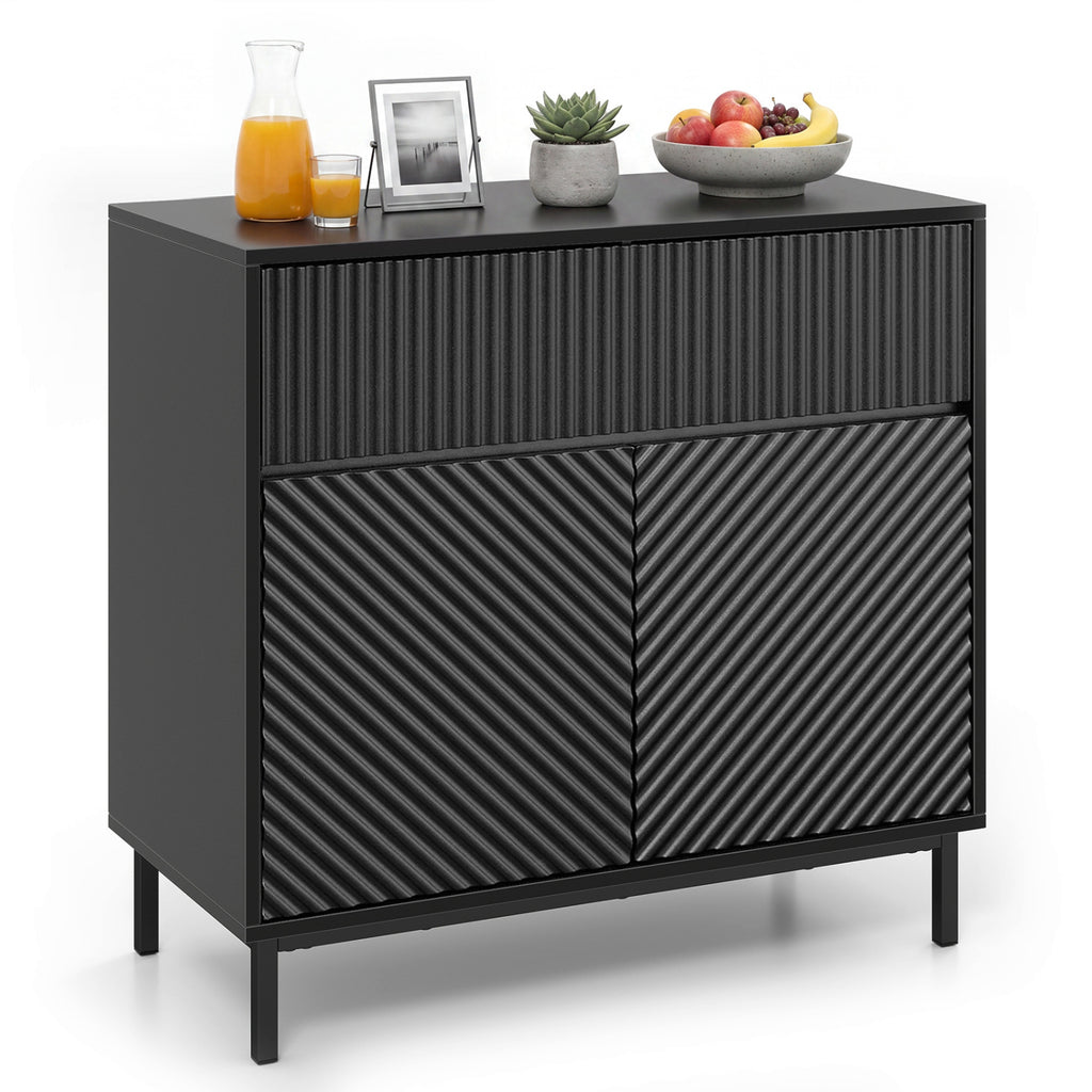 32" Buffet Cabinet with 2 Doors & Drawer - Black