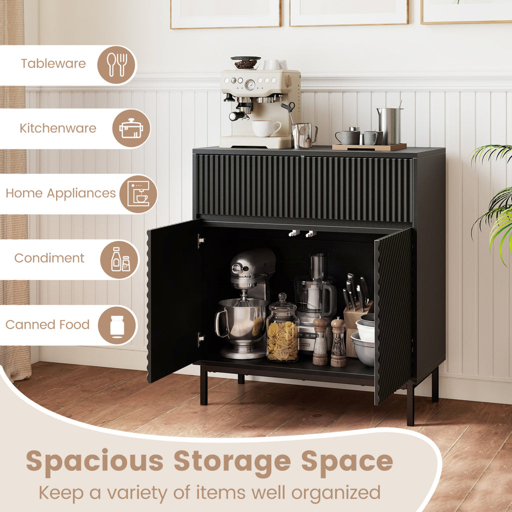 32" Buffet Cabinet with 2 Doors & Drawer - Black
