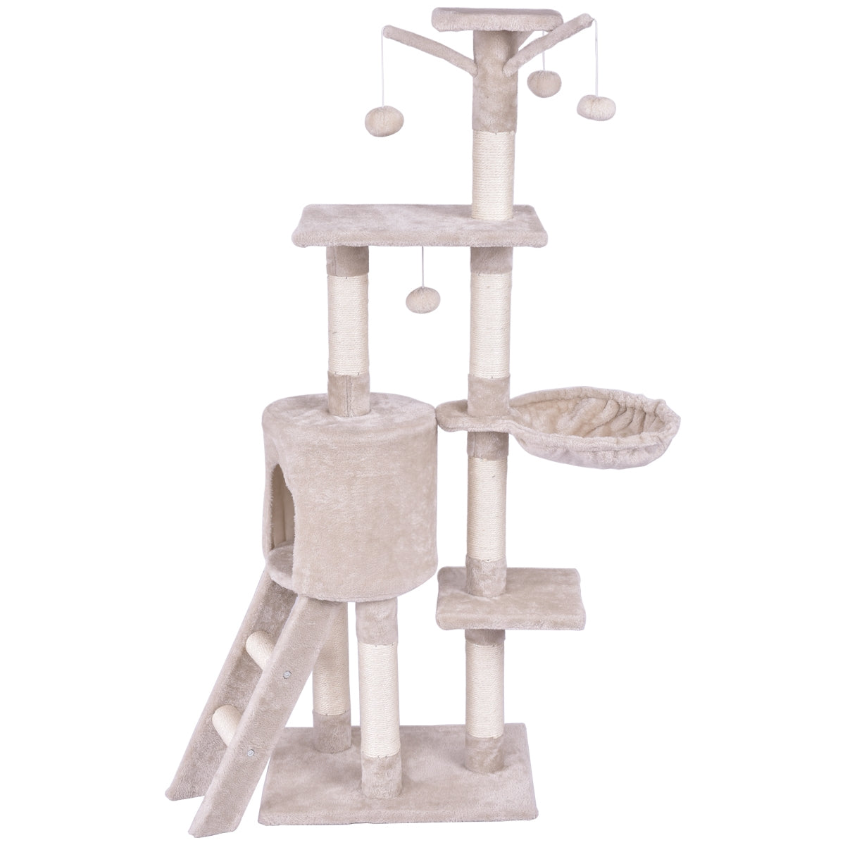 56 Inch Condo Cat Tree with Scratching Posts and Play Area - Costway
