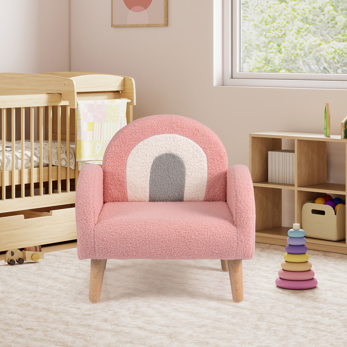 Kids Armchair Pink with Comfy Backrest & Armrests - Costway