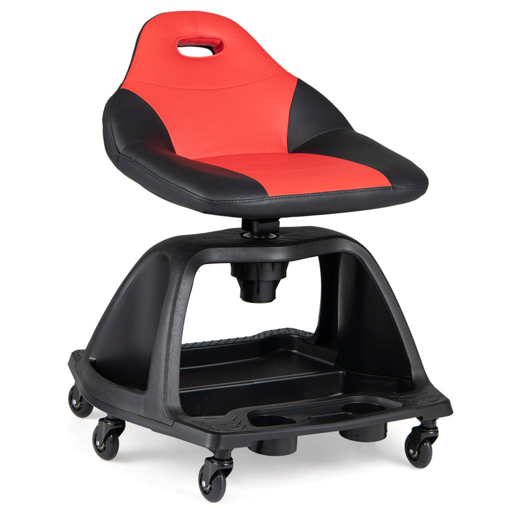 330 LBS Capacity Garage Mechanic Stool Seat with Backrest 6 Universal