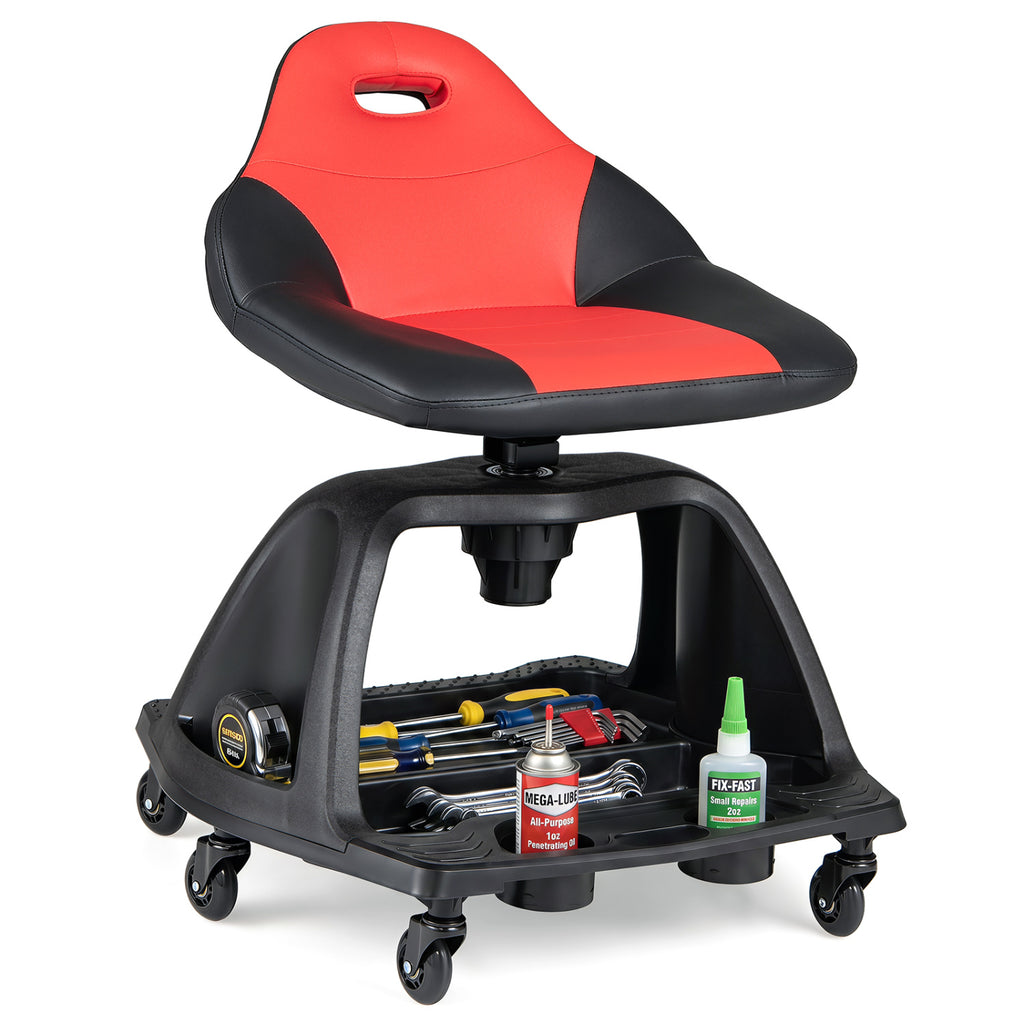 330 LBS Capacity Garage Mechanic Stool Seat with Backrest 6 Universal