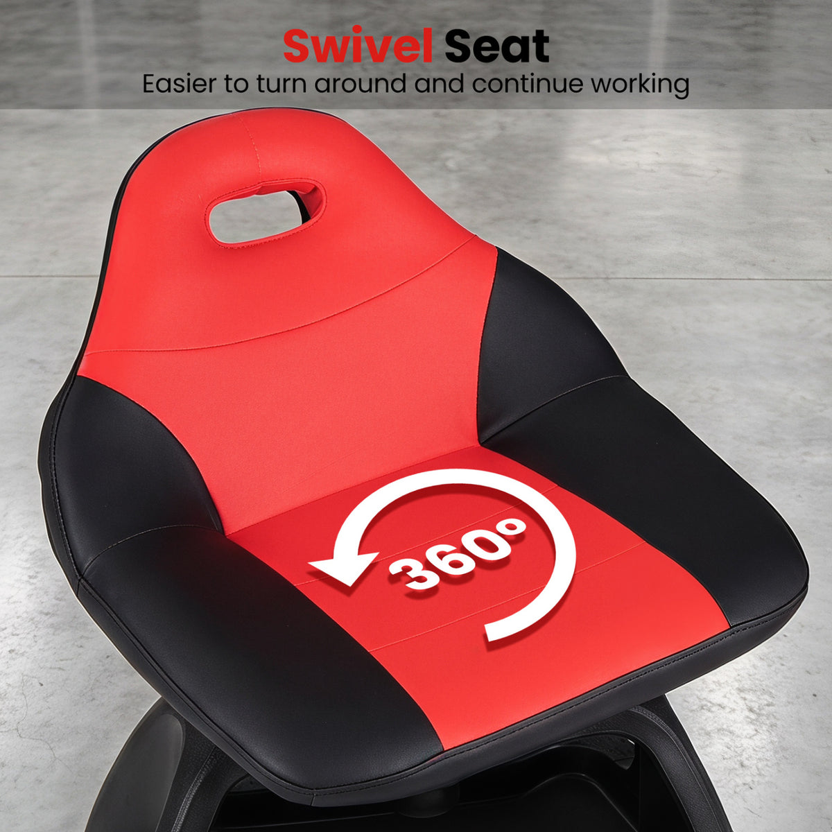 330 LBS Capacity Garage Mechanic Stool Seat with Backrest 6 Universal