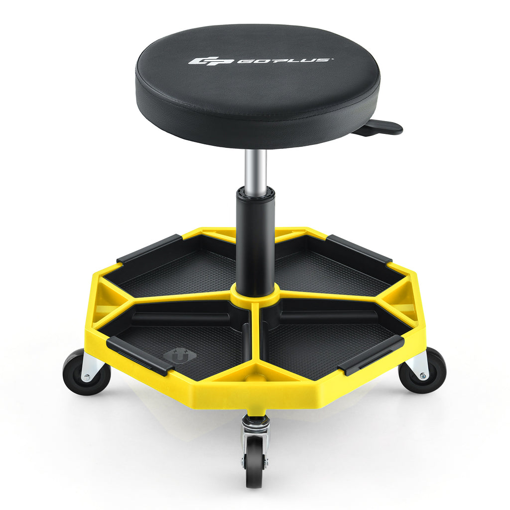 330 LBS Capacity Pneumatic Rolling Mechanic Stool with Padded Seat