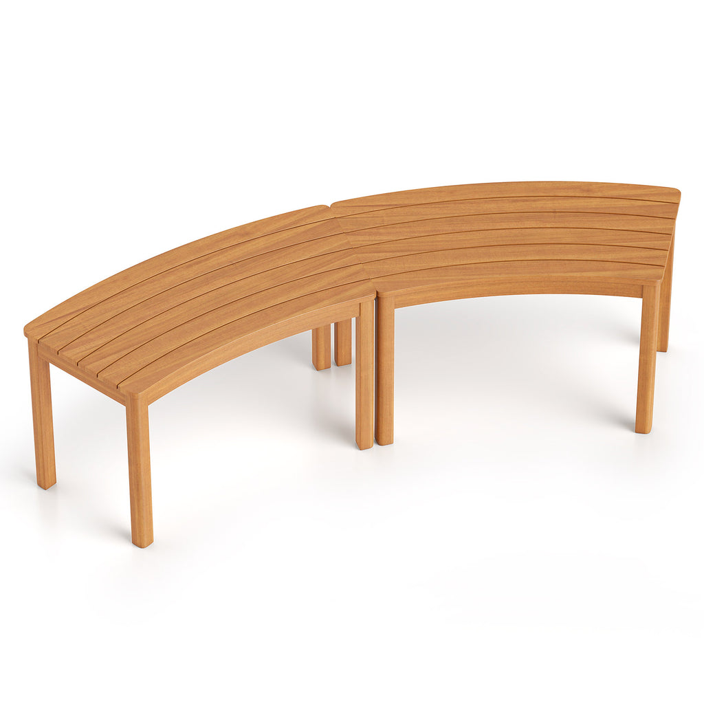Acacia Wood Curved Garden Bench 2-Person - Set of 7