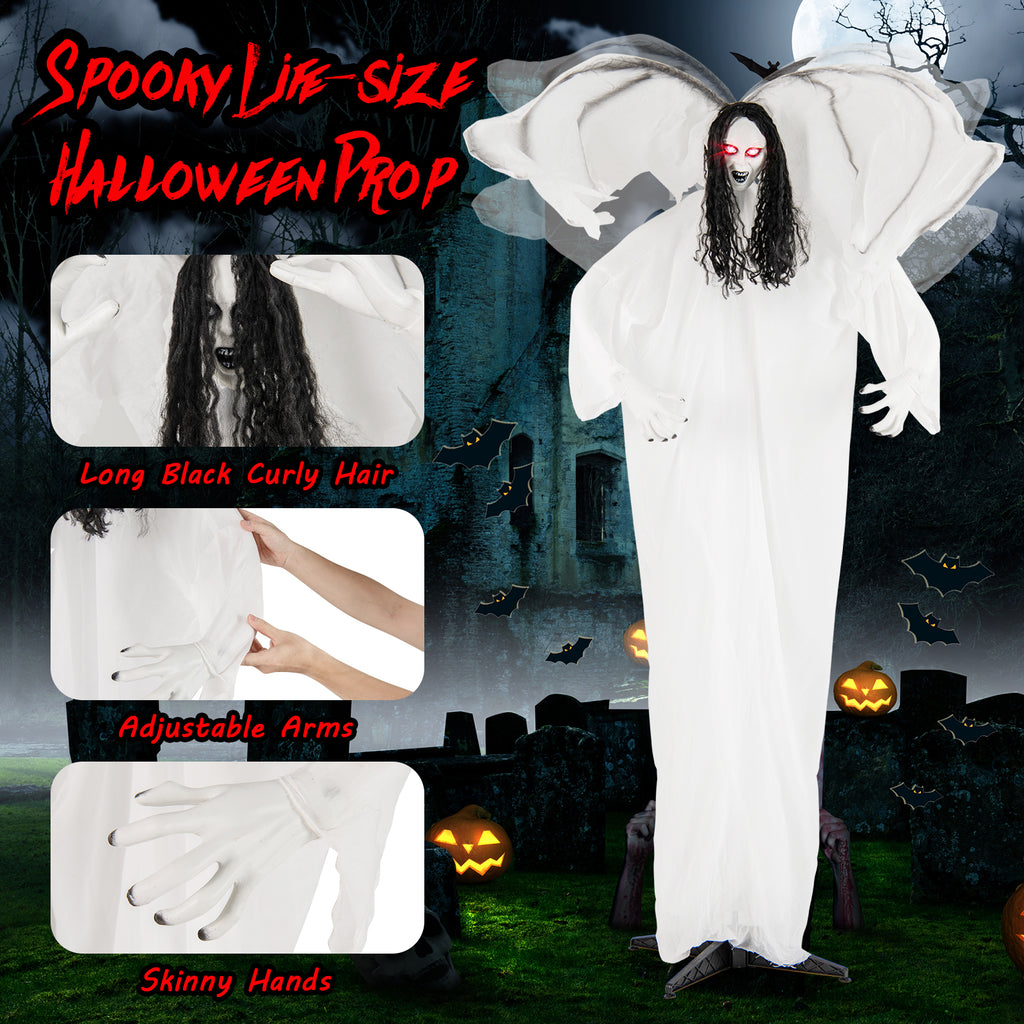 6.6 Feet Halloween Animatronic Standing Angel with Sound-Activated Lights & Flapping Wings — Variation of THIS Listing