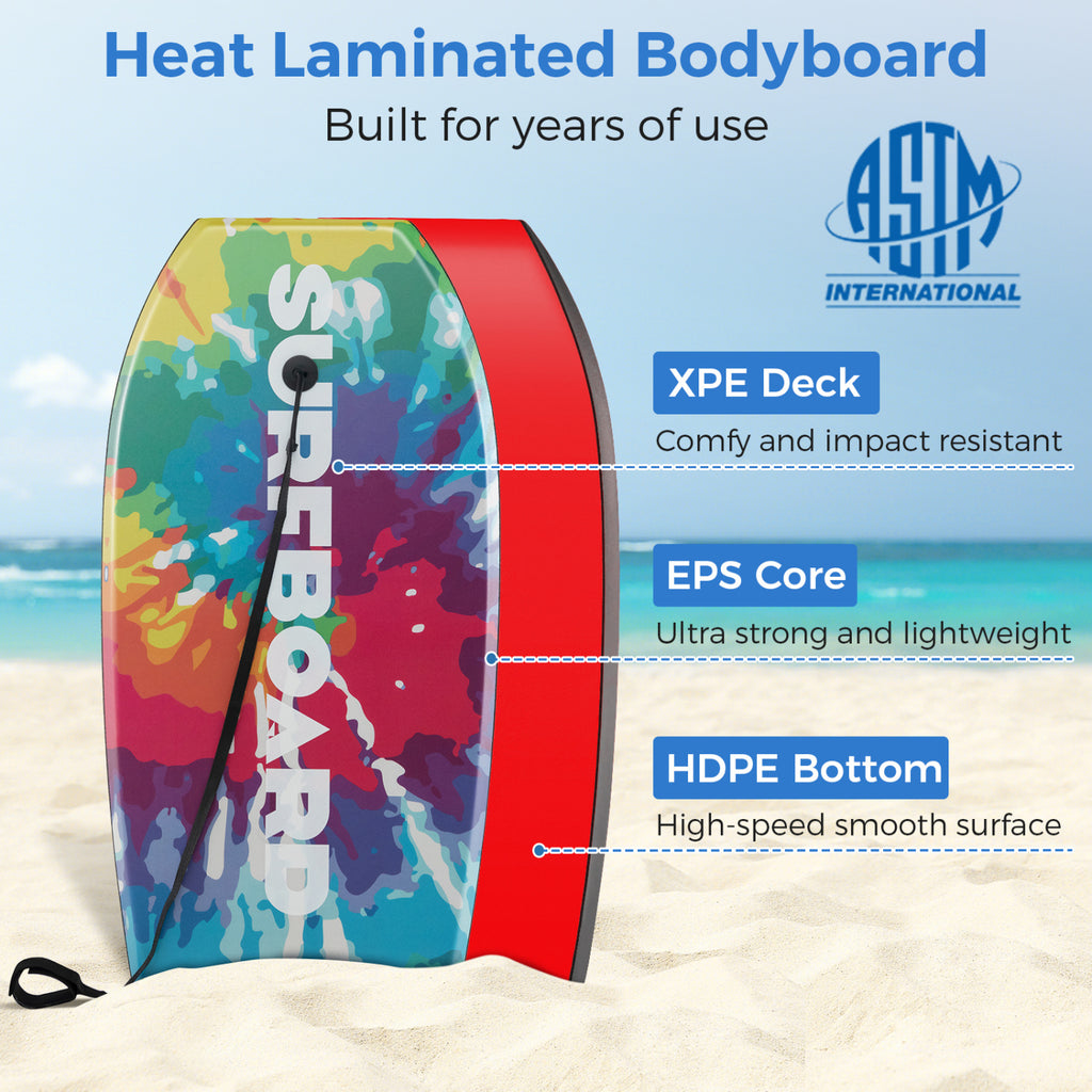 Lightweight Body Board 33/37/41 Inches with EPS Core XPE Deck HDPE Bottom - Multicolor S Variation