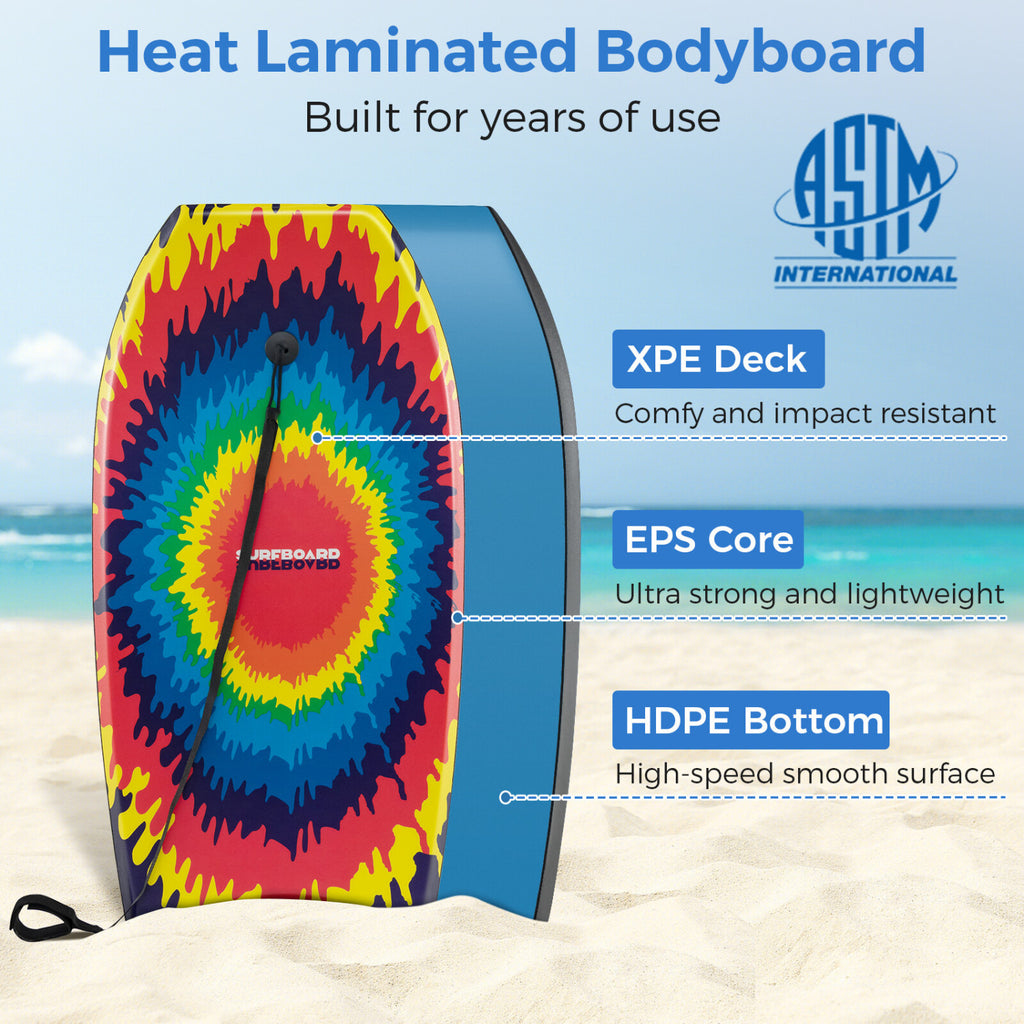 Lightweight Body Board with EPS Core 33/37/41 Inches - Multicolor, S Variation
