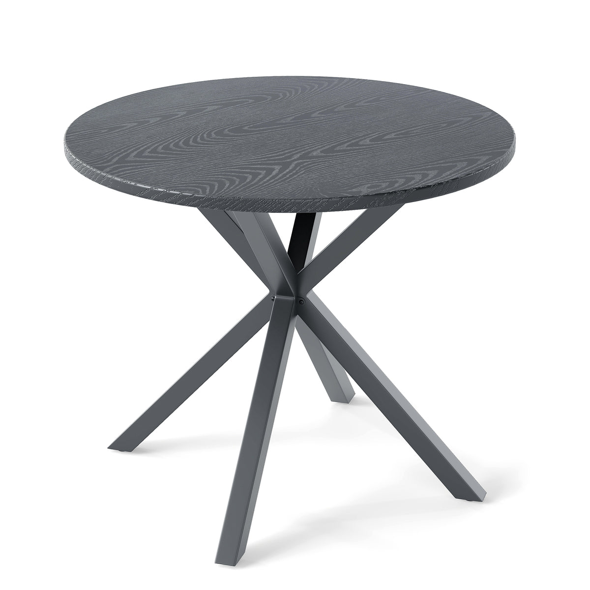 33.5 Inch Round Patio Bistro Table with Wood-Like Top and X-Shaped