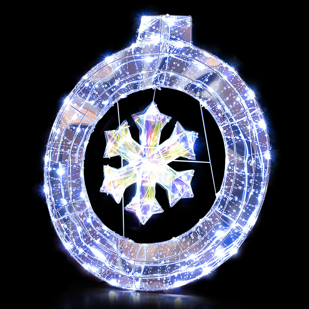 33 Inch Lighted Snowflake Wreath with LED Lights Indoor Outdoor Decoration