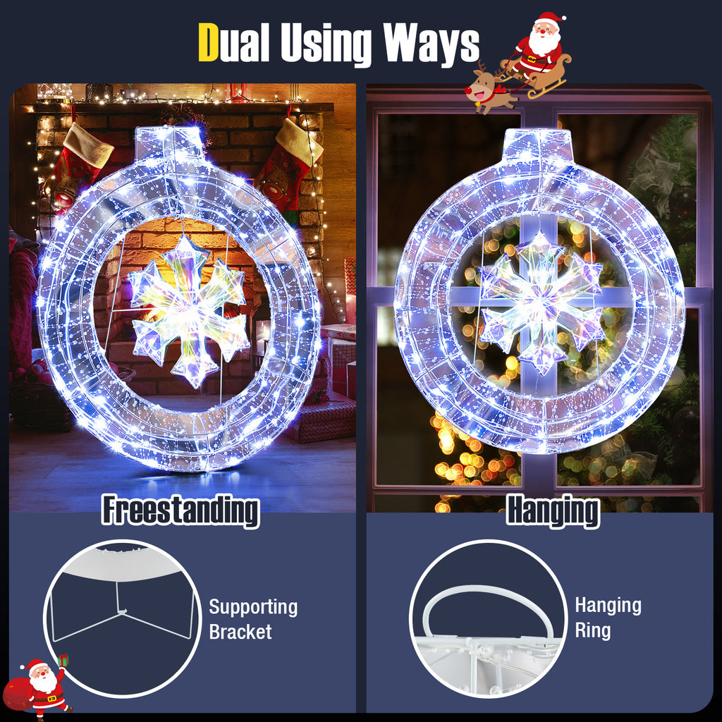 33 Inch Lighted Snowflake Wreath with LED Lights Indoor Outdoor Decoration