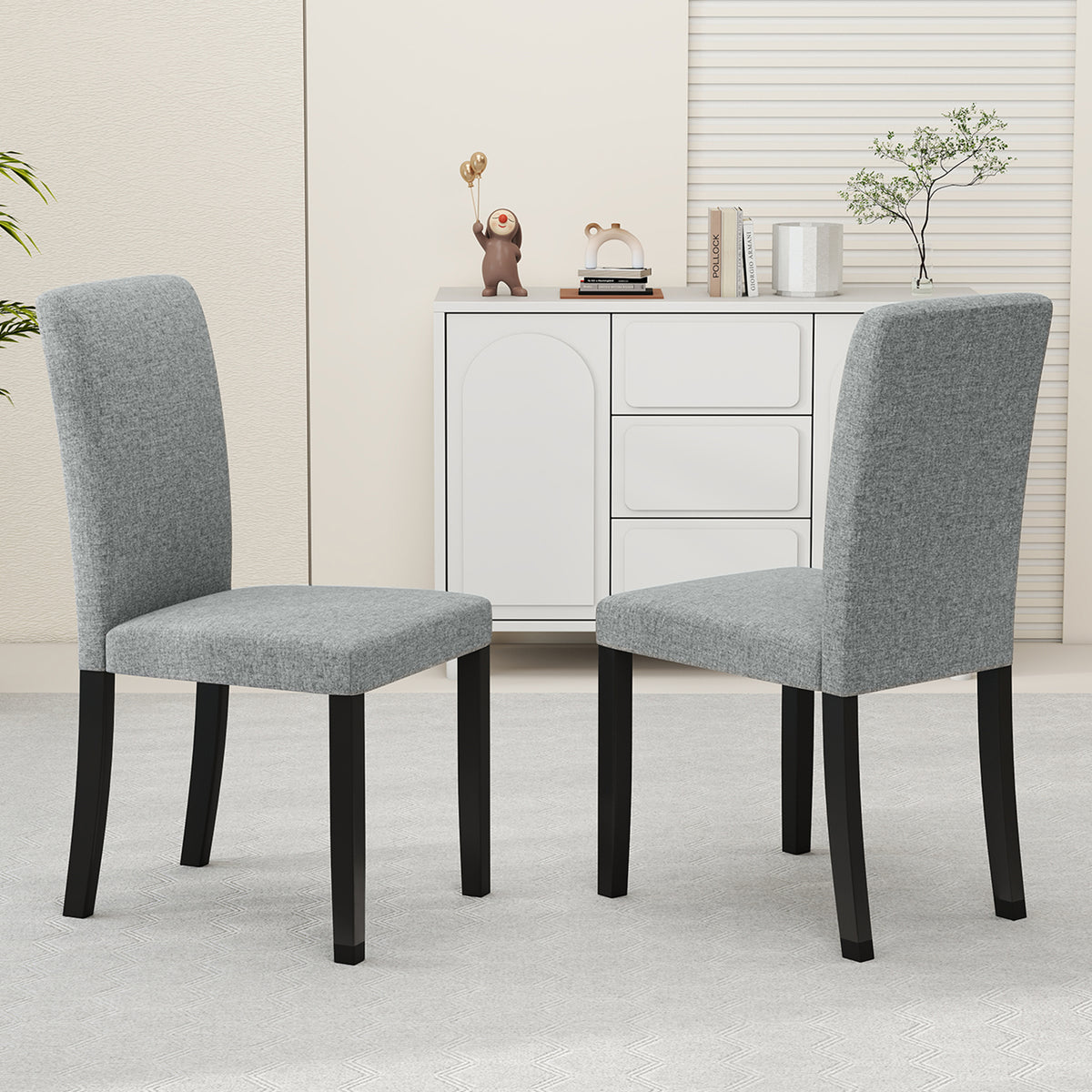 Dining Chair Set of 2 Mid-Century Modern - Gray