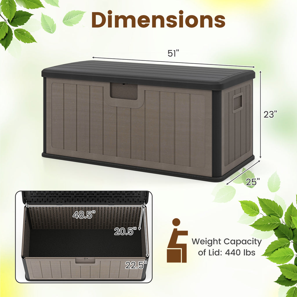 100 Gallon Deck Box with Lockable Lid - Black & Brown