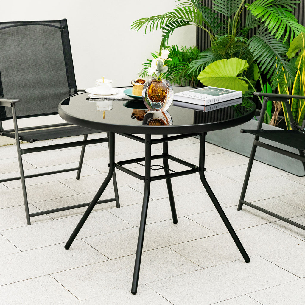 34 Inch Patio Dining Table with 1.5 Umbrella Hole for Garden