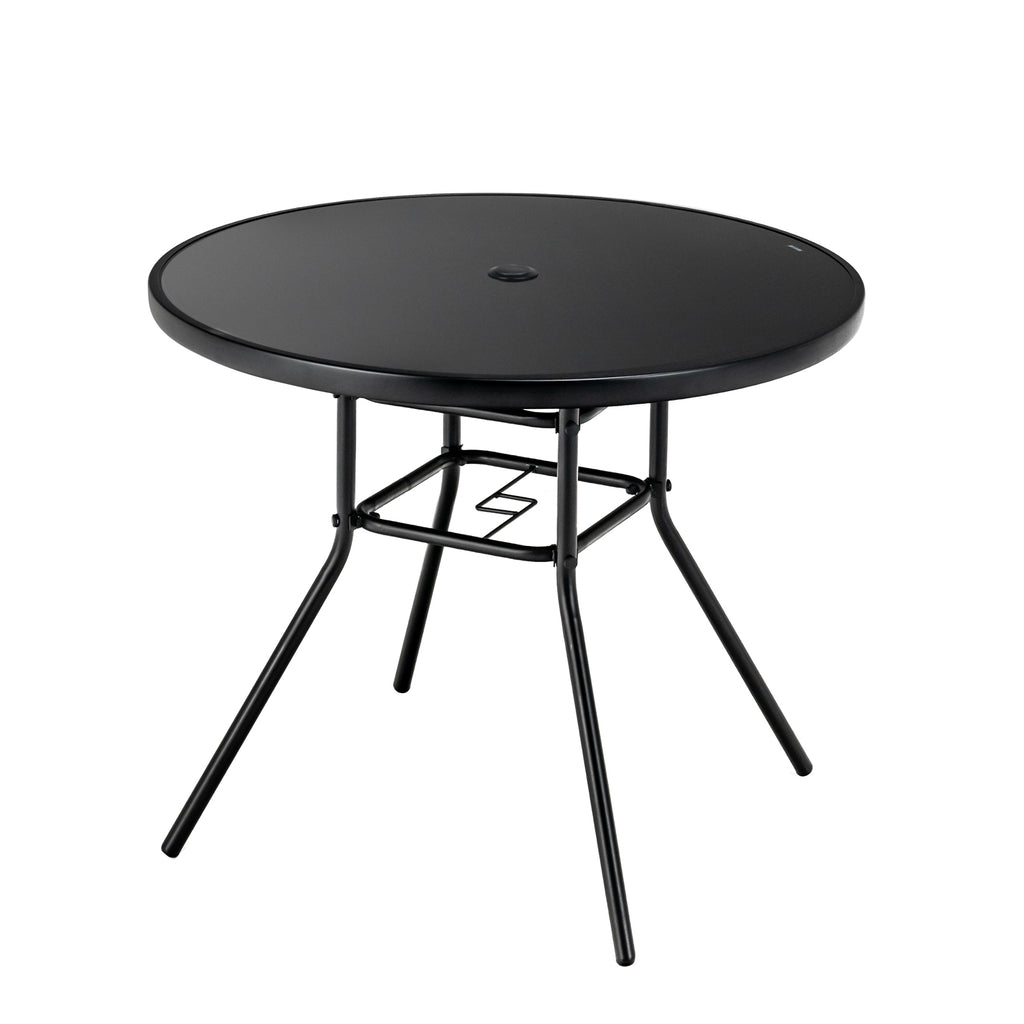 34 Inch Patio Dining Table with 1.5 Umbrella Hole for Garden