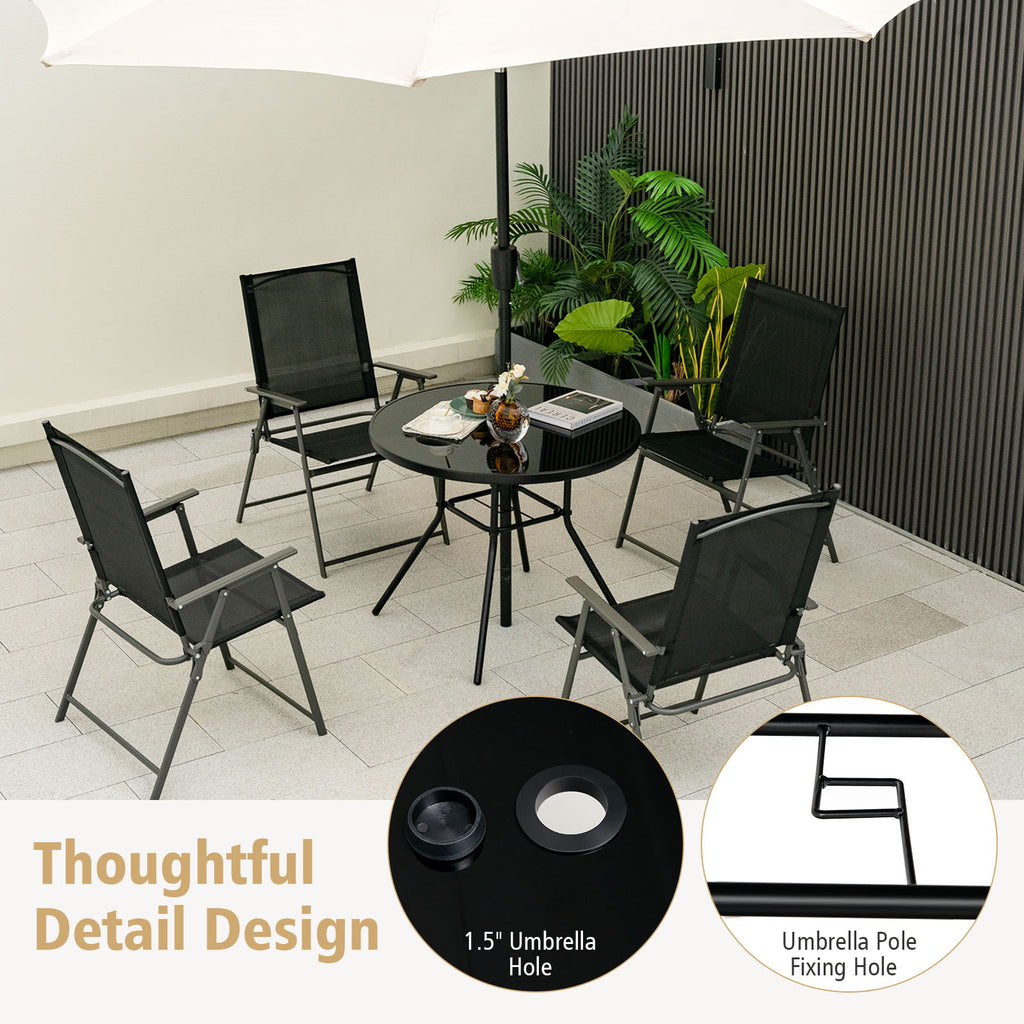 34 Inch Patio Dining Table with 1.5 Umbrella Hole for Garden