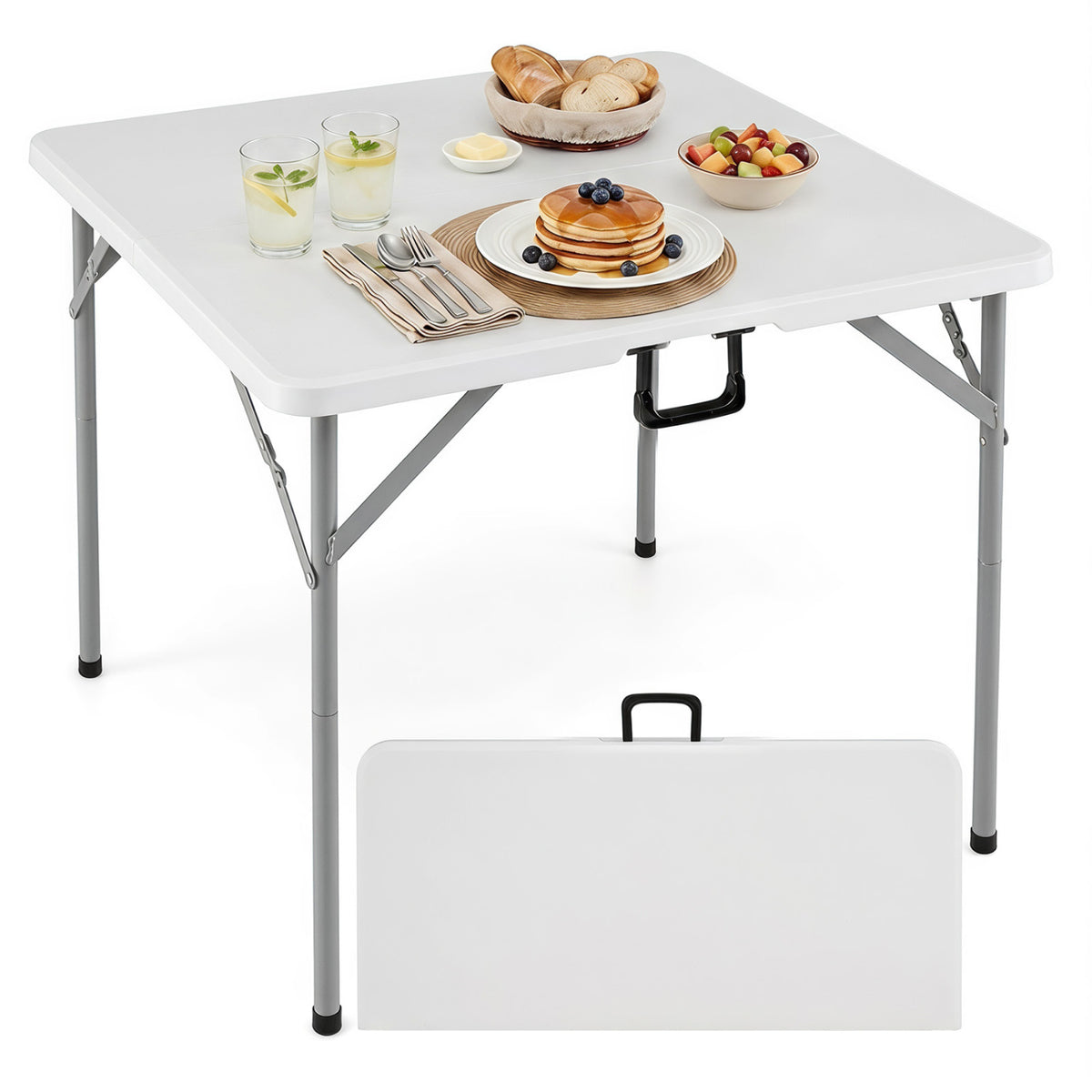 34 Inch Square Foldable Card Table with Carrying Handle
