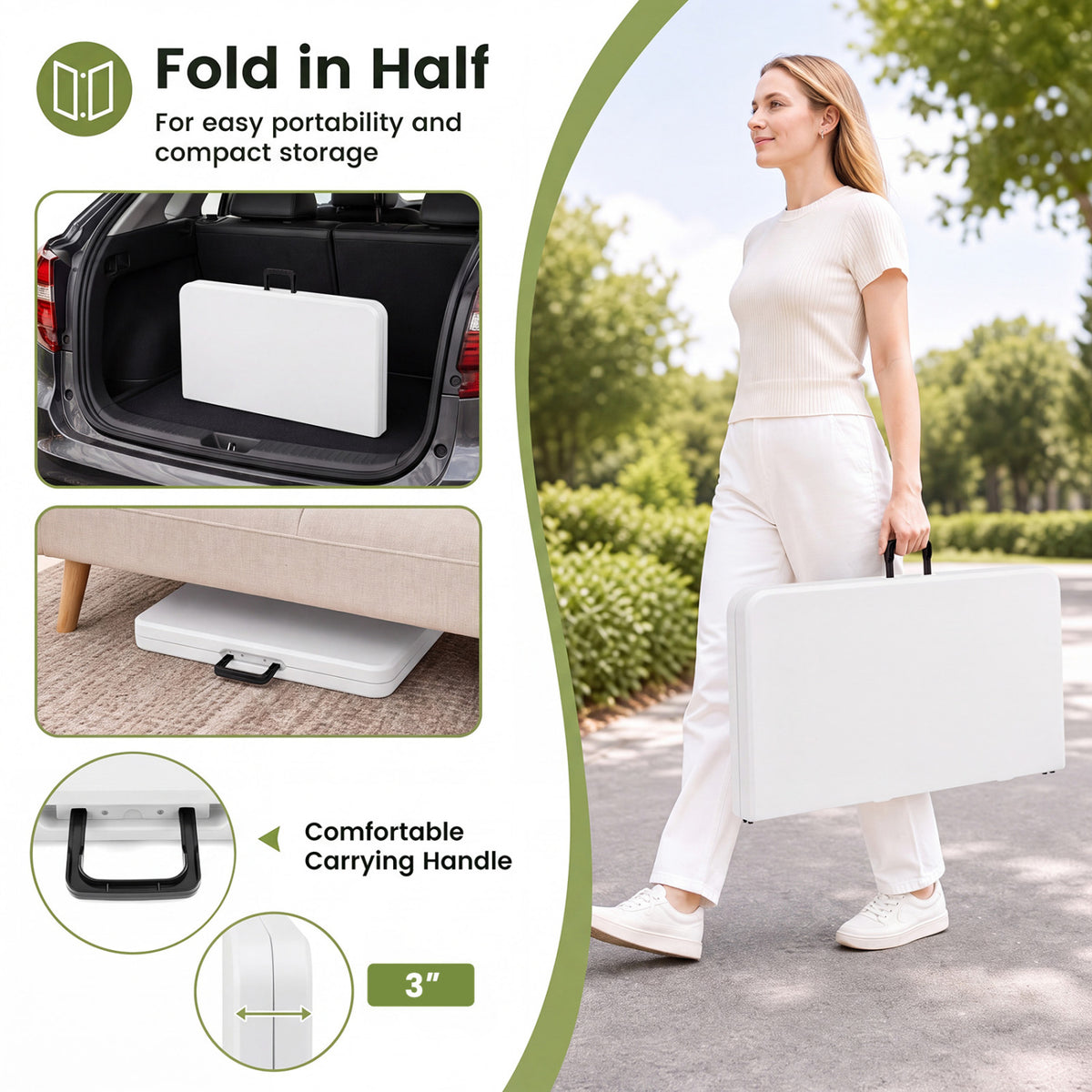 34 Inch Square Foldable Card Table with Carrying Handle