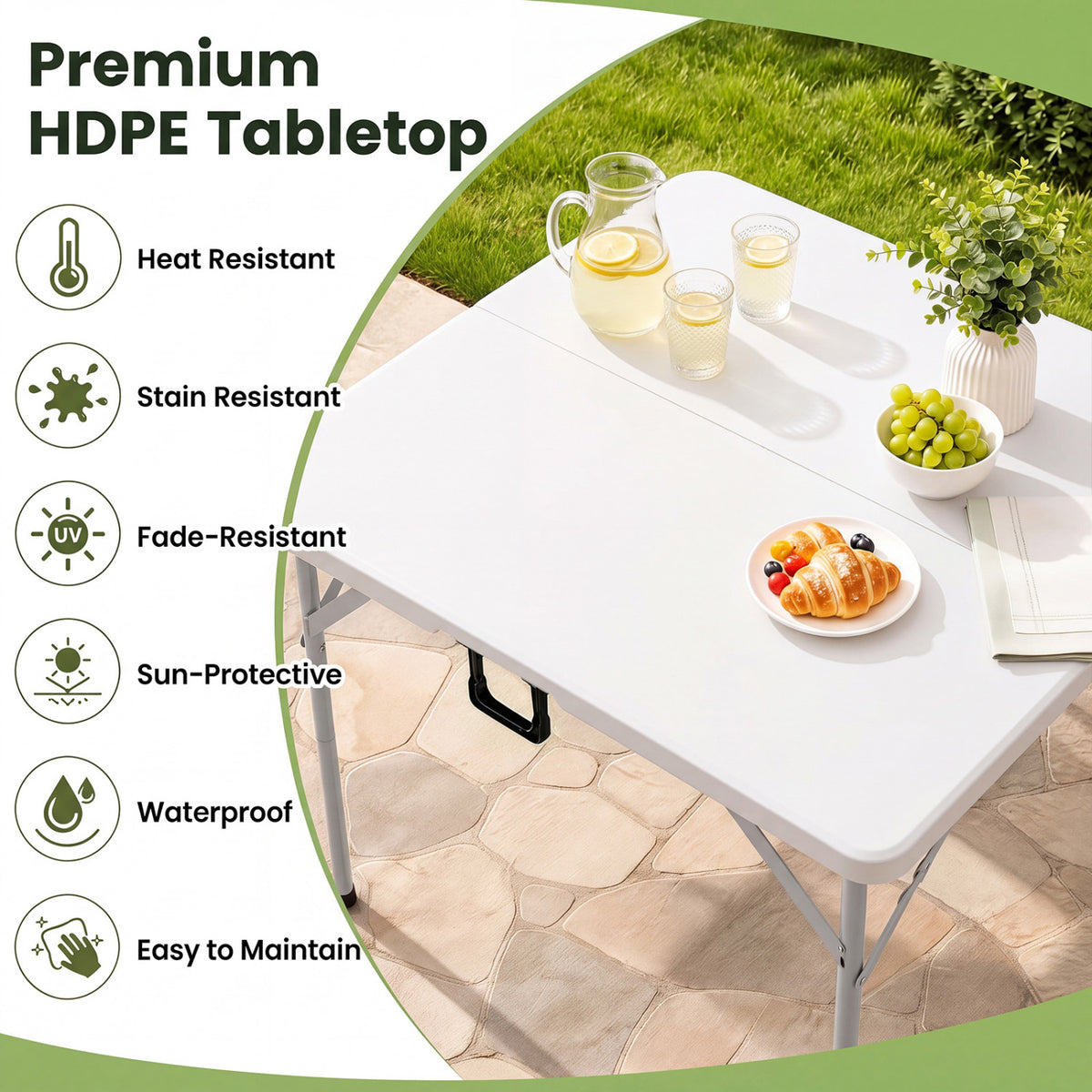 34 Inch Square Foldable Card Table with Carrying Handle