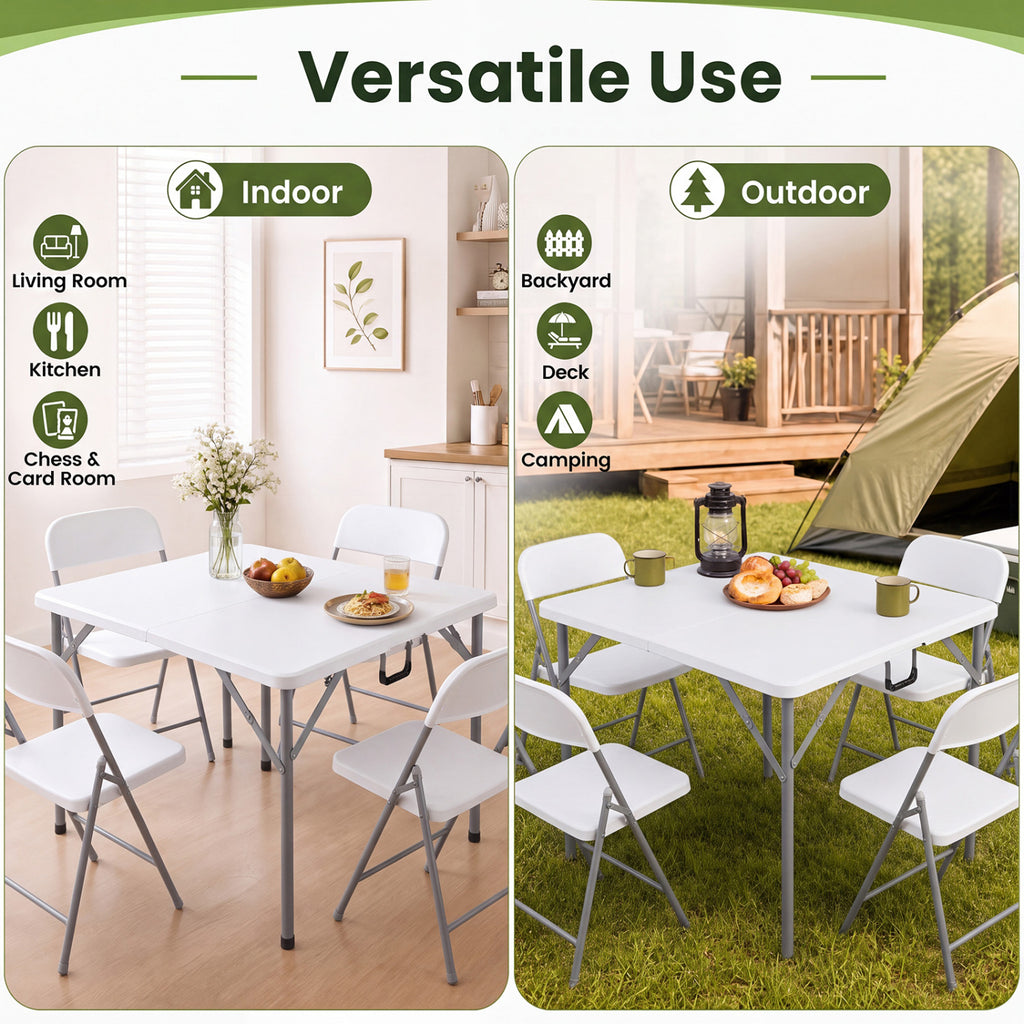 34 Inch Square Foldable Card Table with Carrying Handle