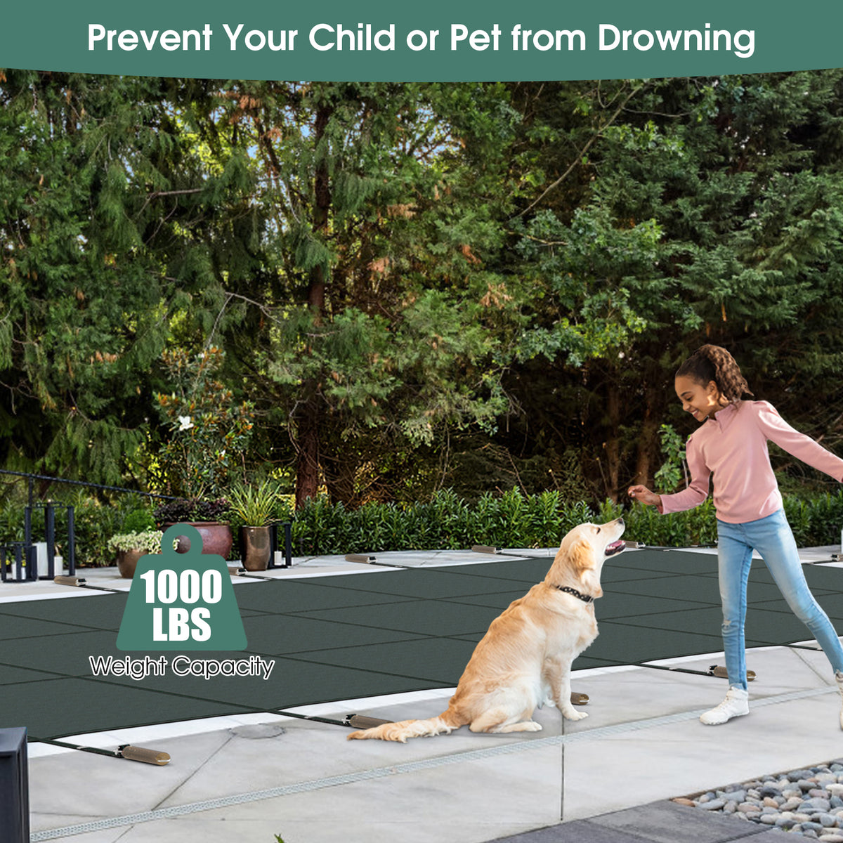 34 x 18 Feet Safety Pool Cover Fits 32 x16 Inground Swimming Pools