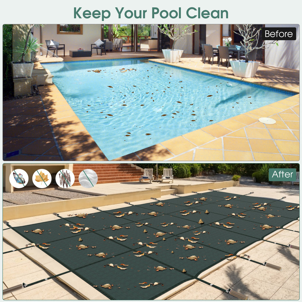 34 x 18 Feet Safety Pool Cover Fits 32 x16 Inground Swimming Pools