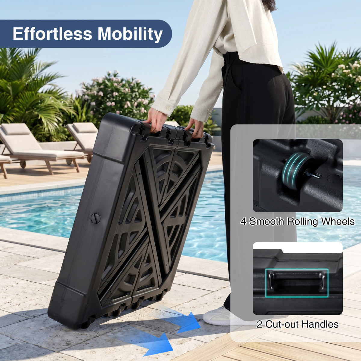 34" x Cantilever Patio Umbrella Base with 4 Wheels