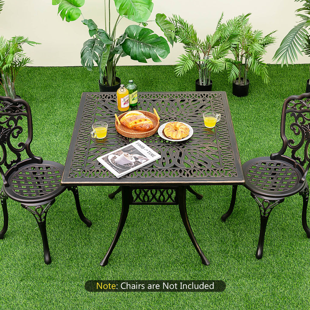 36" x 36" Square Patio Table with Umbrella Hole, Bronze