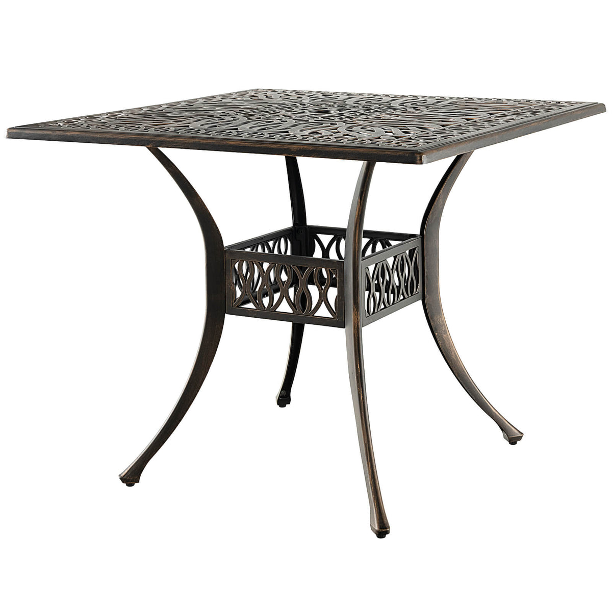 36" x 36" Square Patio Table with Umbrella Hole, Bronze