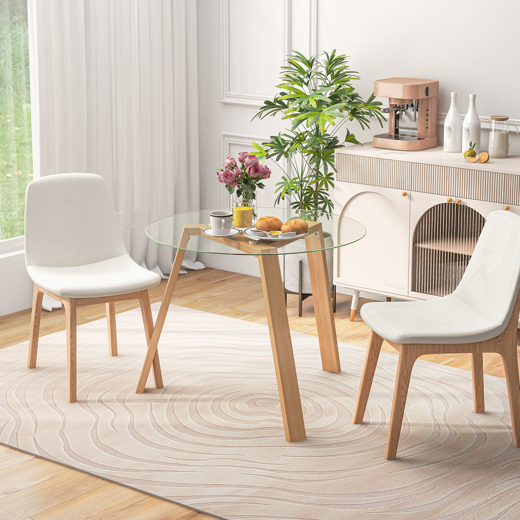 36-Inch Round Glass Dining Table for 4 - Natural