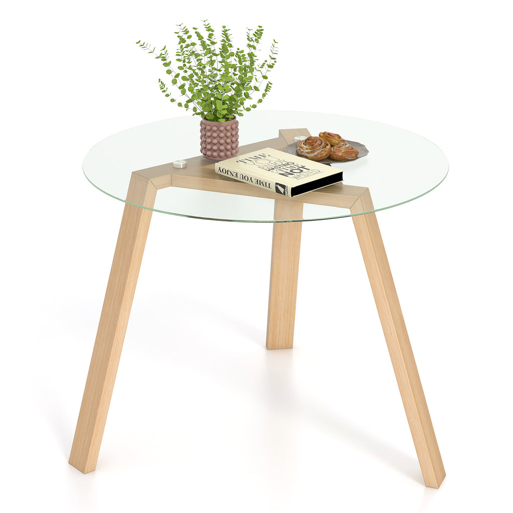 36-Inch Round Glass Dining Table for 4 - Natural