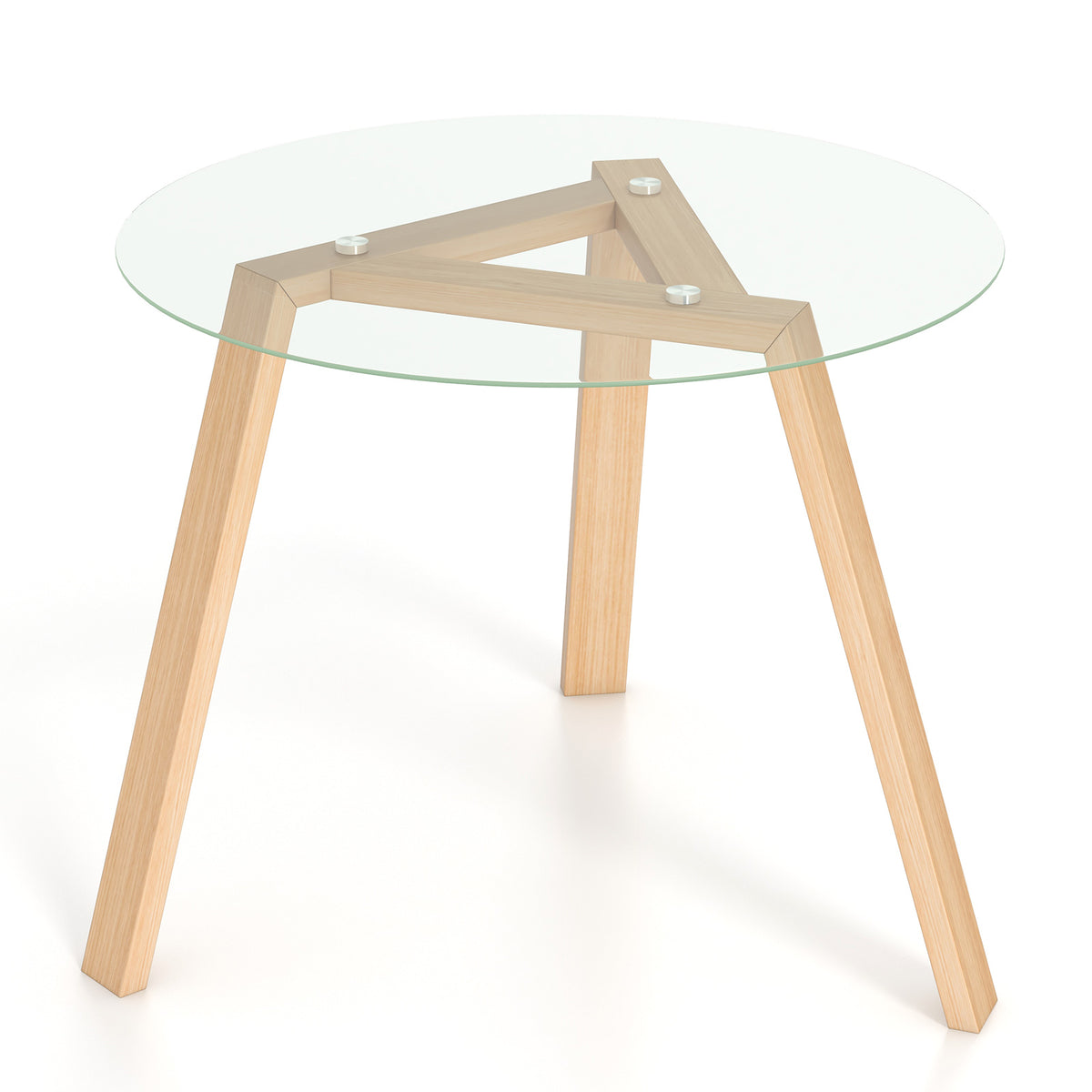 36-Inch Round Glass Dining Table for 4 - Natural