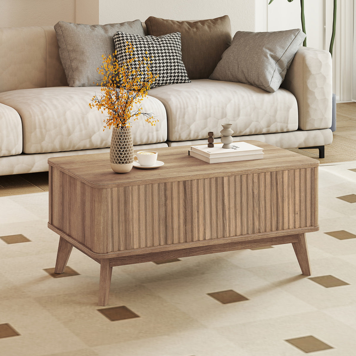 35.5" Lift Top Coffee Table with Storage - Walnut