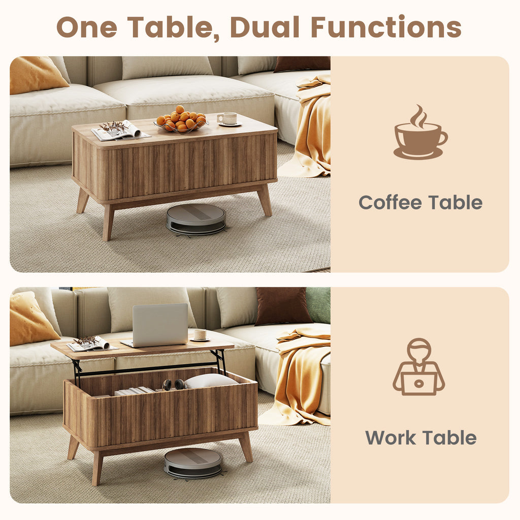 35.5" Lift Top Coffee Table with Storage - Walnut