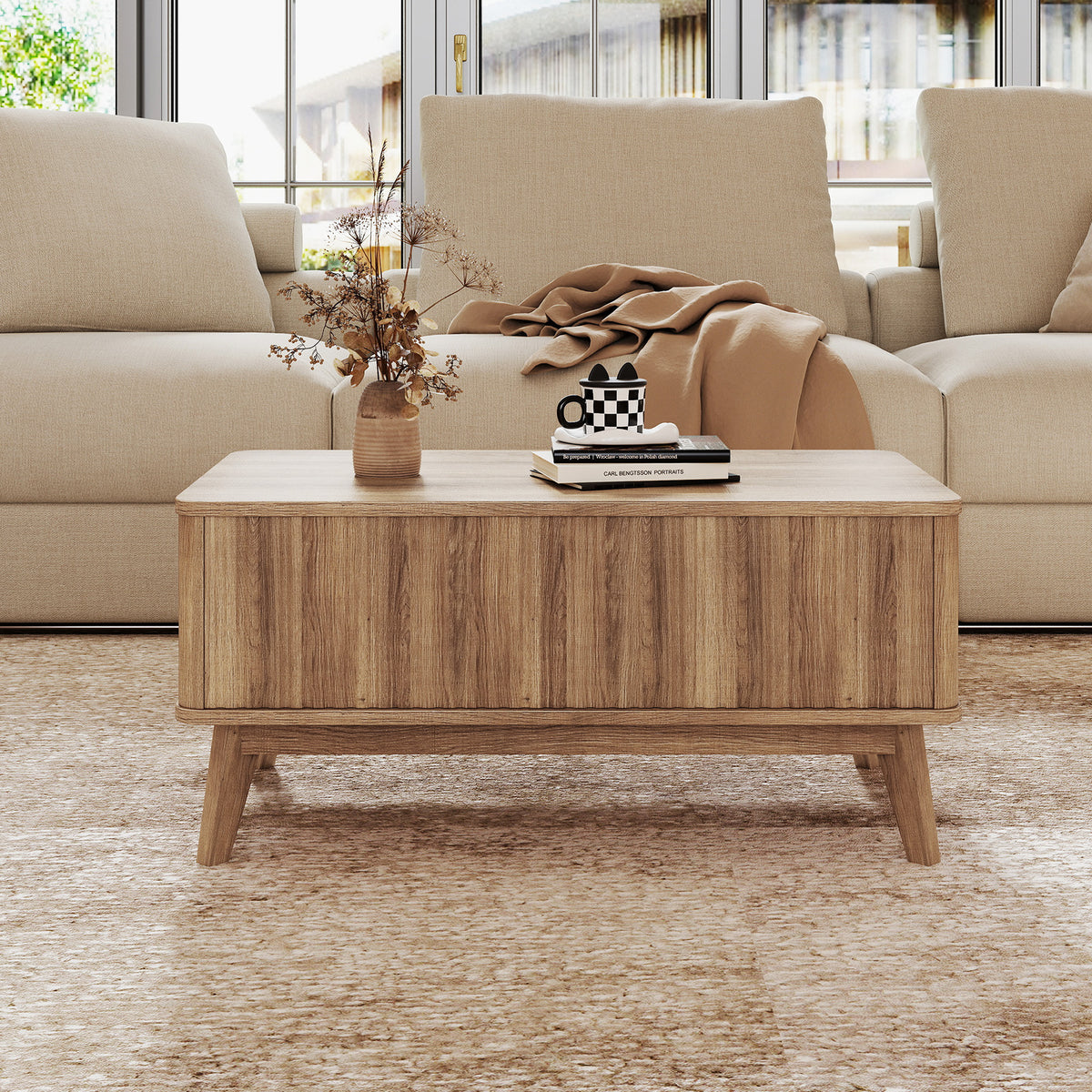 35.5" Lift Top Coffee Table with Storage - Walnut
