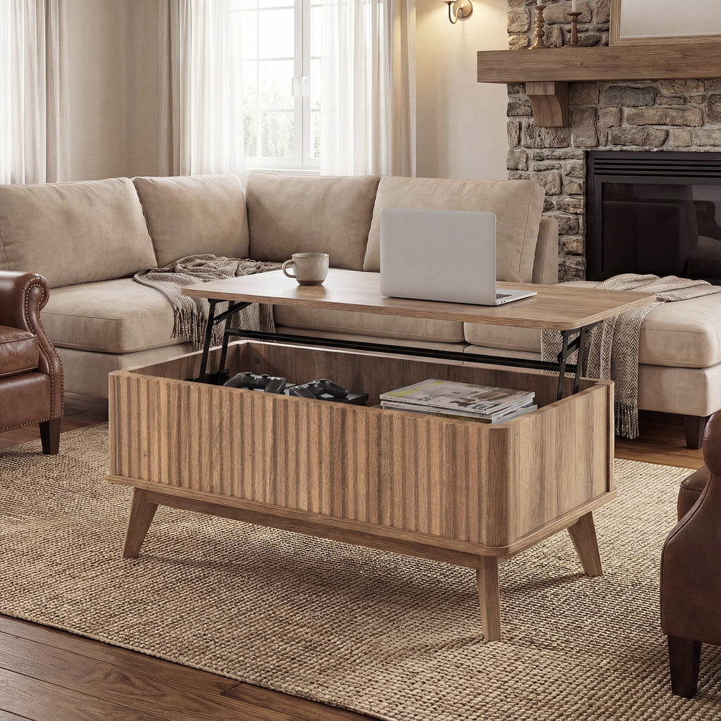 35.5" Lift Top Coffee Table with Storage - Walnut