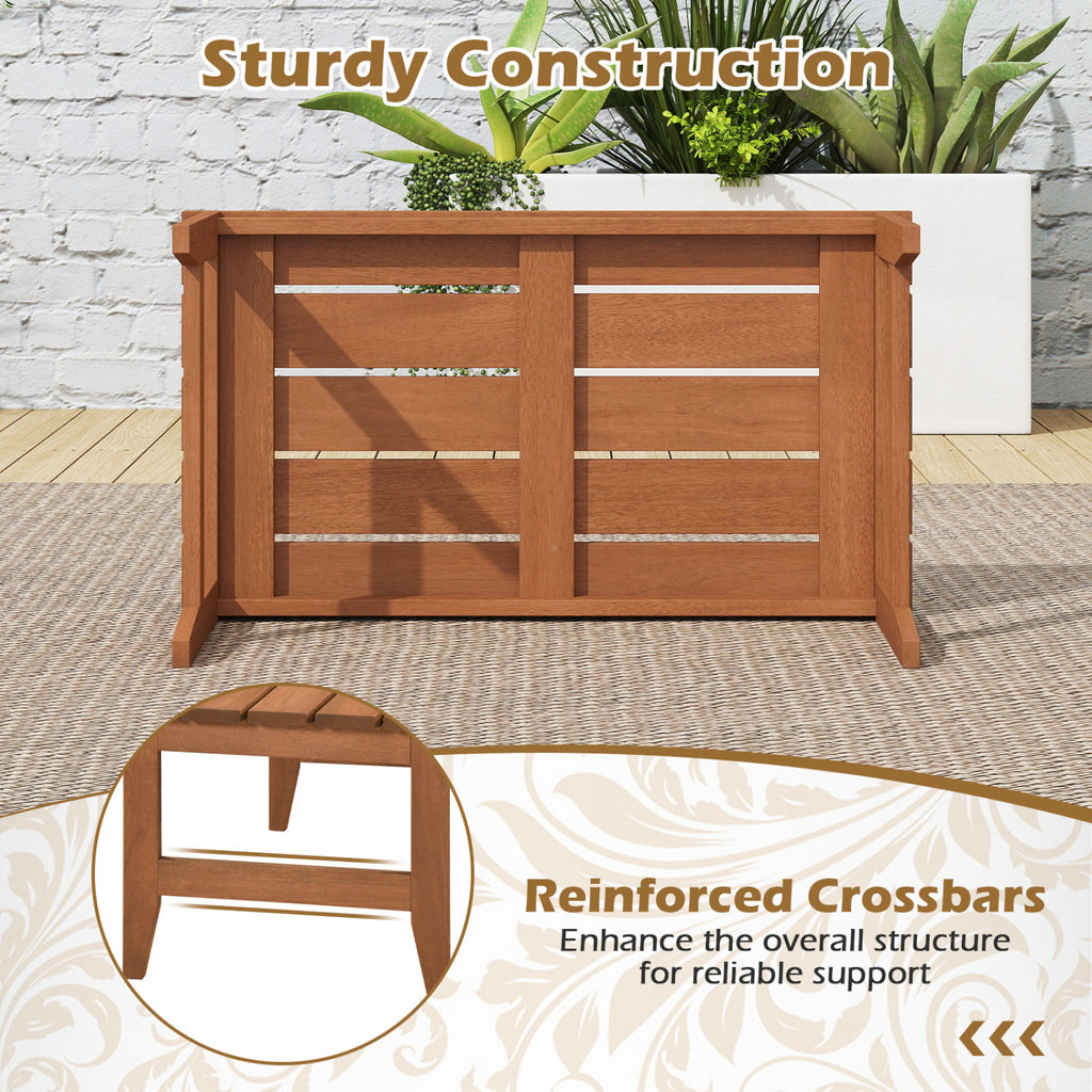 35.5" Solid Wood Outdoor Coffee Table with Rectangular Slatted Top