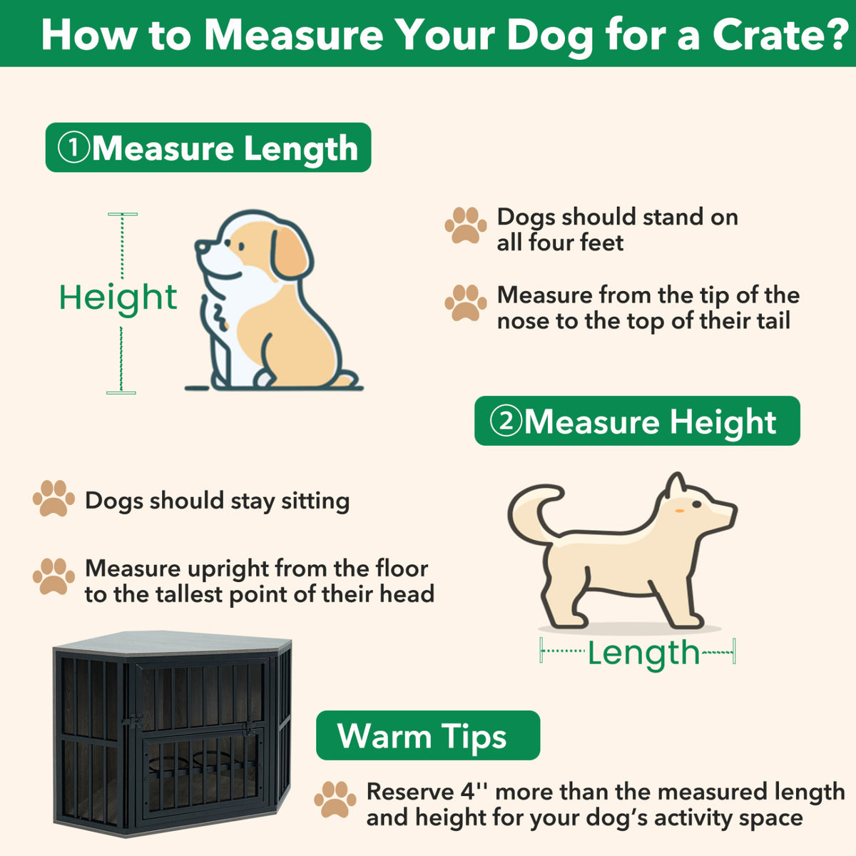 Corner Wooden Dog Kennel End Table with 3-Position Bowl Rack - Oak Finish
