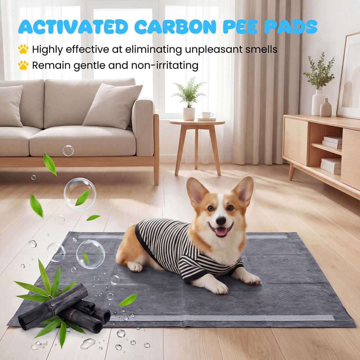 35.5 x 24 Inch Activated Charcoal Dog Pee Pads - 6-Layer Leakproof, Portable, 150 Pieces - Black Variation