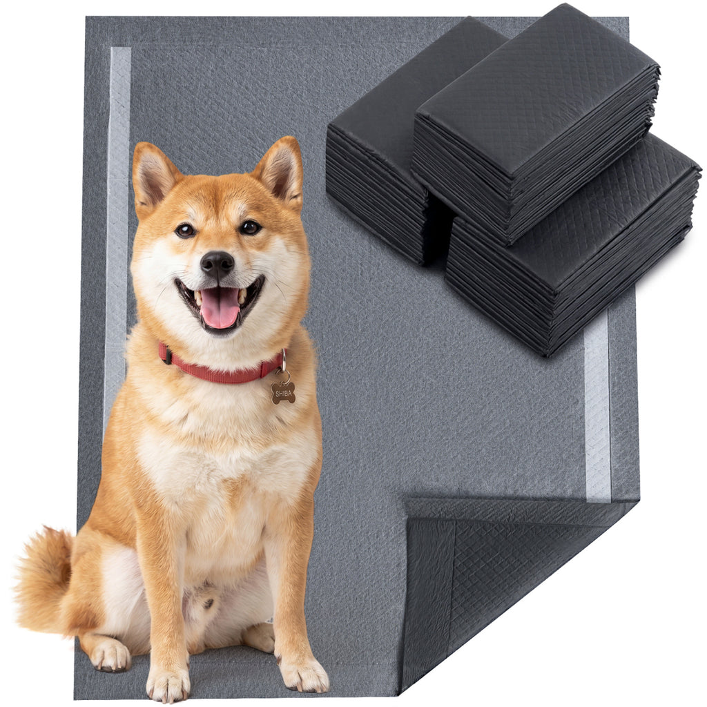 35.5 x 24 Inch Activated Charcoal Dog Pee Pads - 6-Layer Leakproof, Portable, 150 Pieces - Black Variation