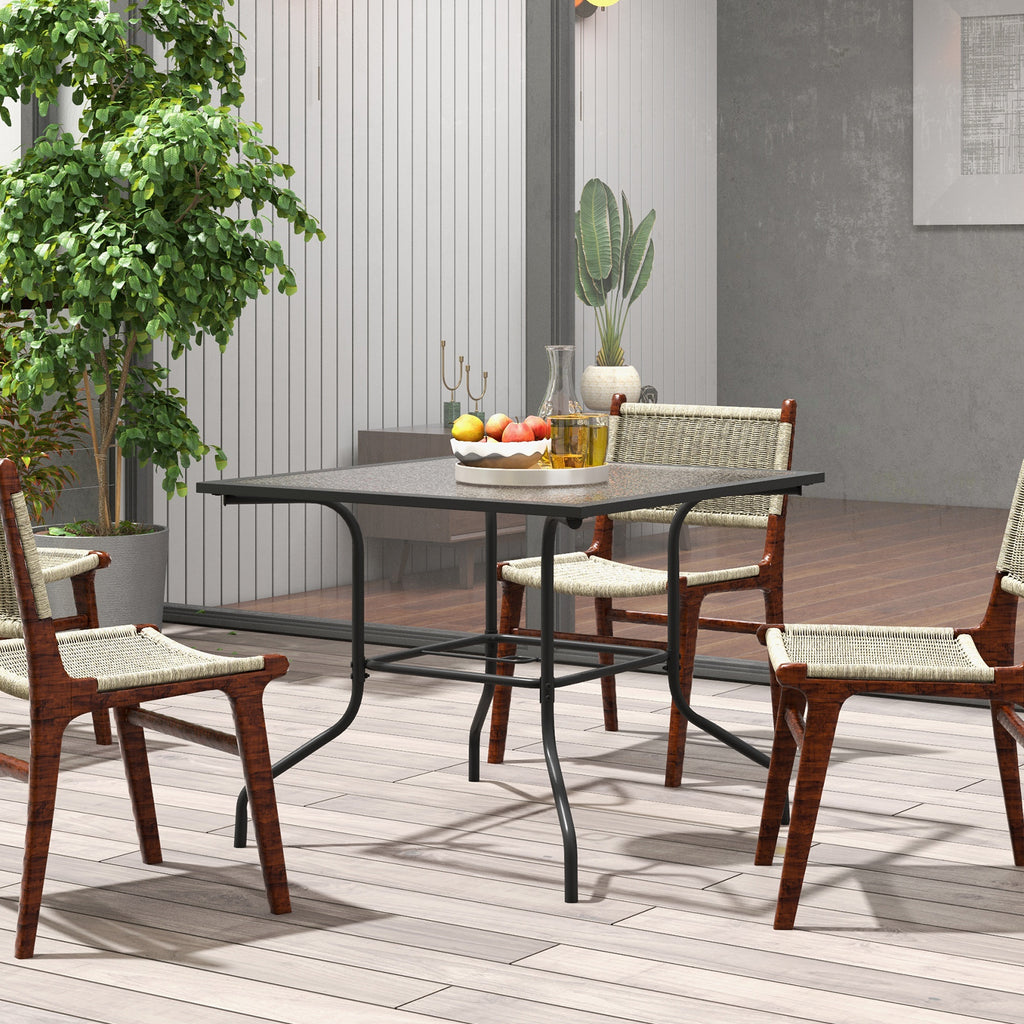 Square Patio Dining Table 35x35 - Tempered Glass