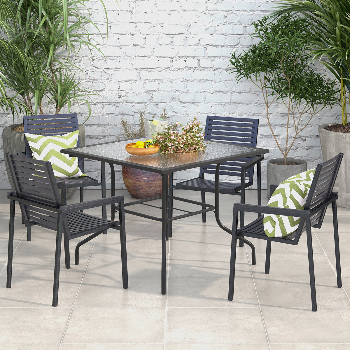 Square Patio Dining Table 35x35 - Tempered Glass