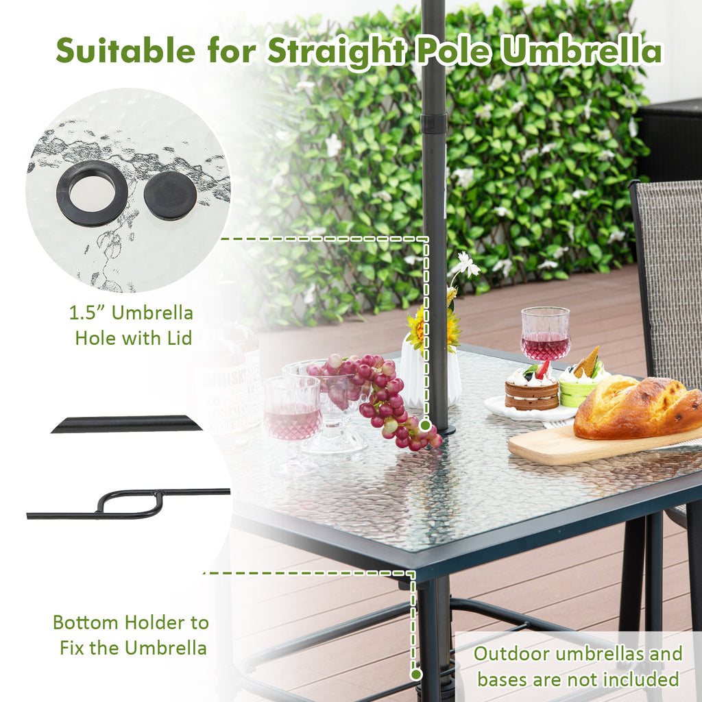 Square Patio Dining Table 35x35 - Tempered Glass