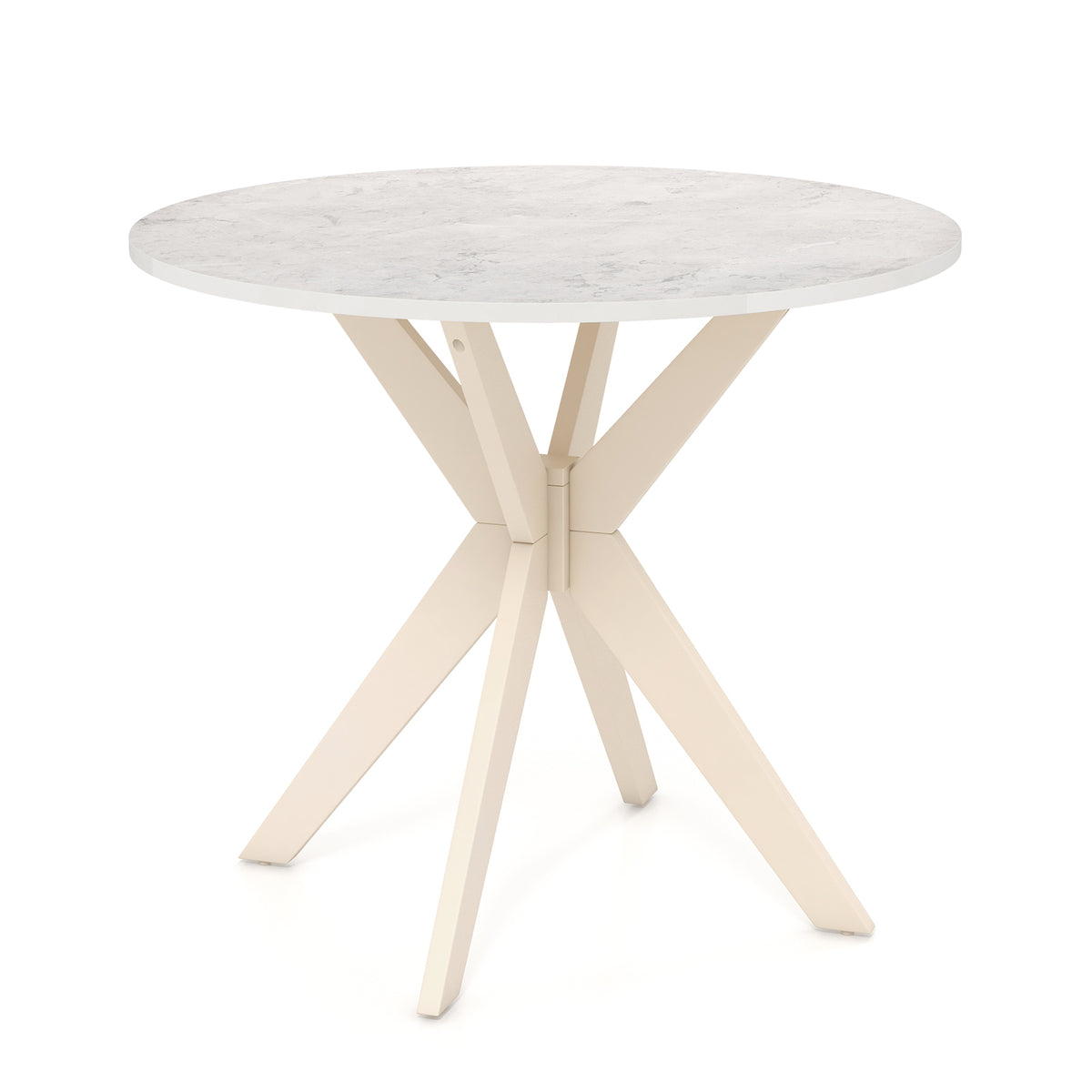 36 Inch Mid Century Modern Dining Table - Faux Marble, White