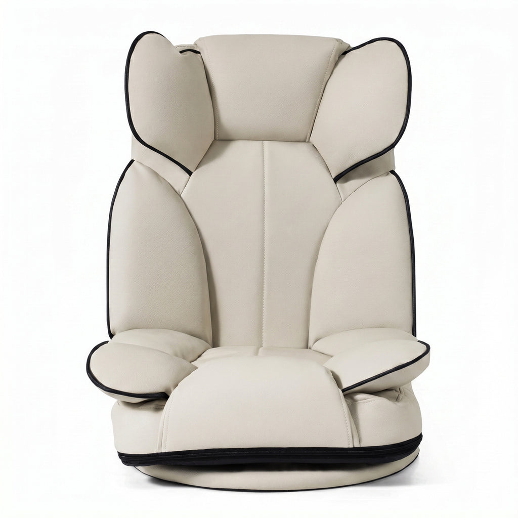 360° Swivel Gaming Floor Chair 6-Position Reclining - Beige