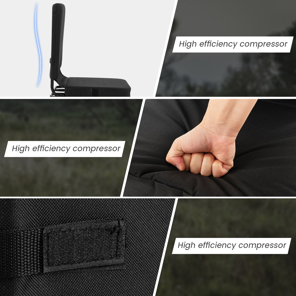 Swivel Folding Chair with Padded Cushion - Black