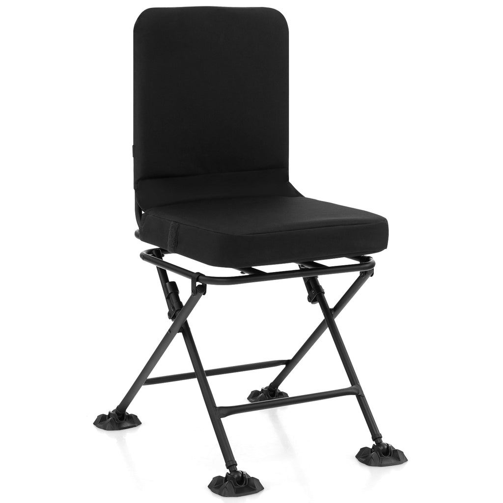 Swivel Folding Chair with Padded Cushion - Black